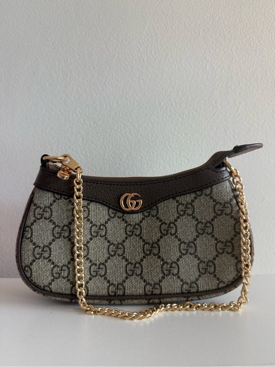Gucci Handbags - Gucci GG Canvas and Leather Mini Ophidia Shoulder Bag in Brown